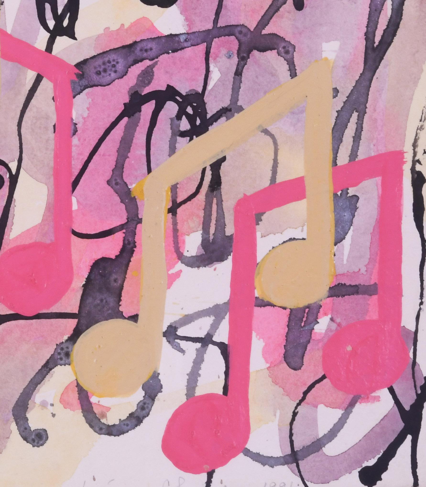 Untitled (Musical notes abstraction)
Mixed media on paper, 1991
Signed lower right center
Condition: Very good
                  Archival framing with conservation glass
Provenance: Distinguished Midwestern Private Collection
Chase was born in 1951