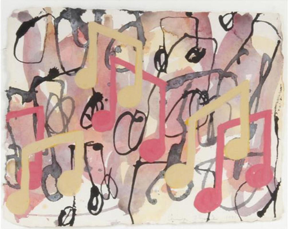 Untitled (Abstraction with musical notes) - Painting by Louisa Chase