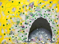 Grande peinture à l'huile de style néo-expressionniste abstrait « Louisa Chase Grotto Floral Garden »