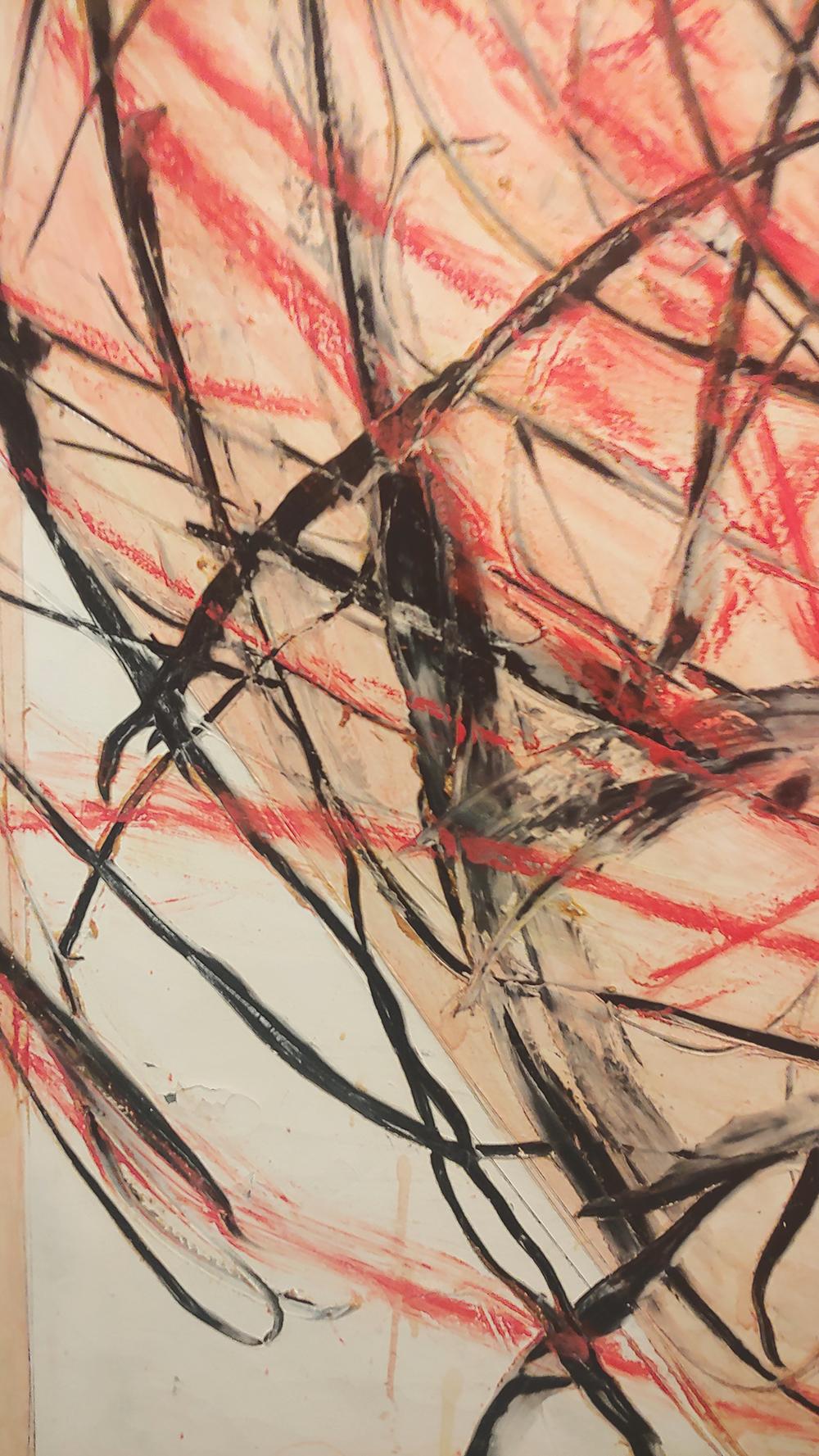Icaro rosso grande su tela - Abstract Painting Beige di Louisa Chase