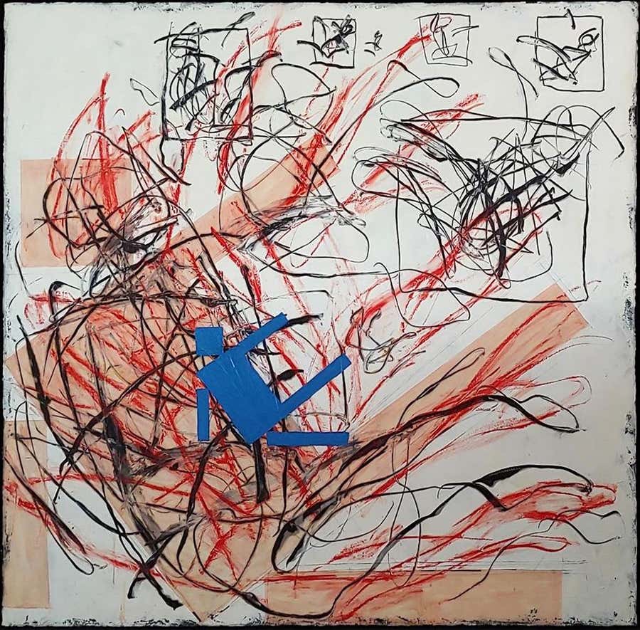 Large Red Icarus on canvas
