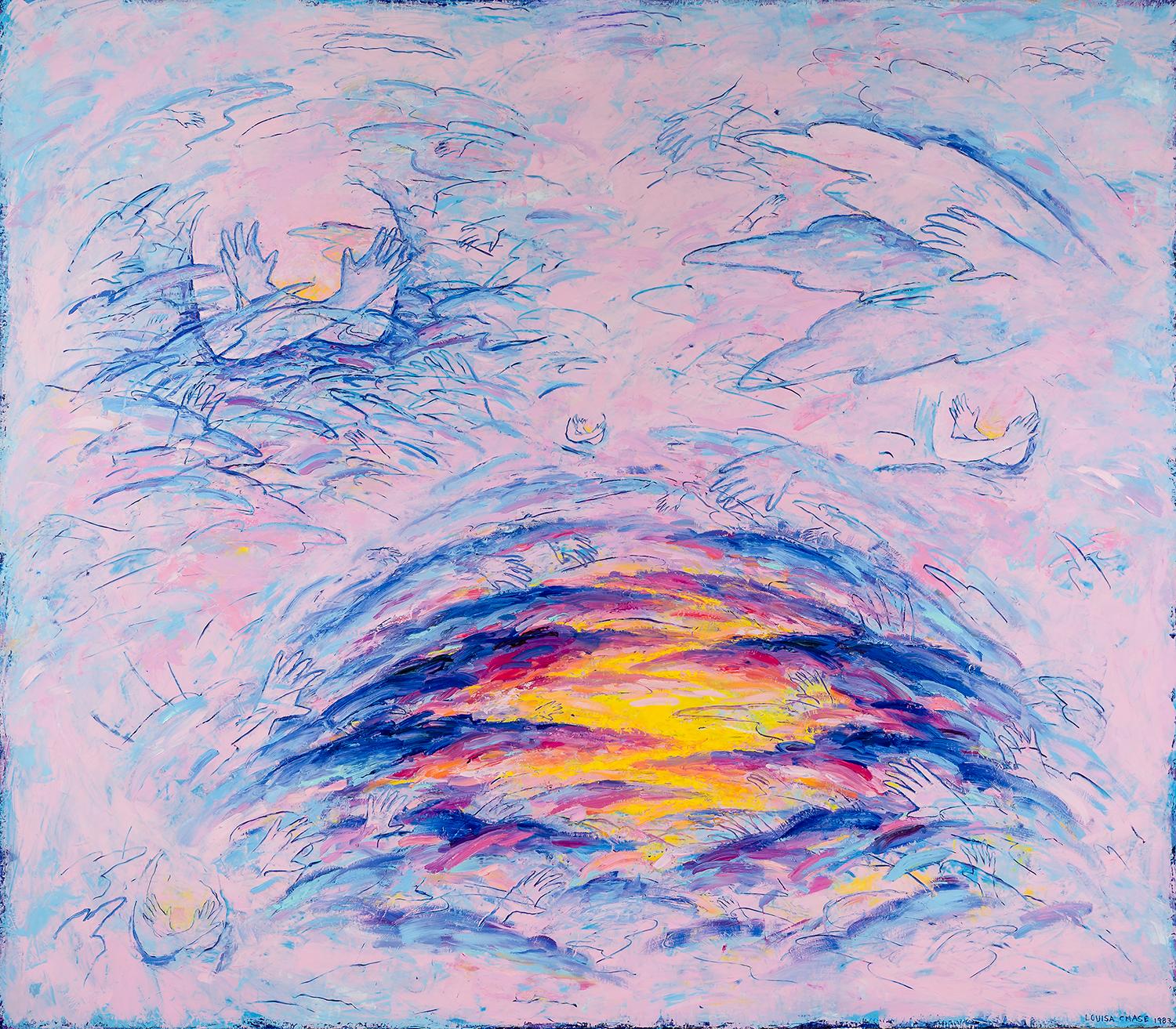 Abstract Painting Louisa Chase - Poignée du coucher du soleil 