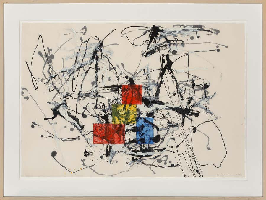 Oil, acrylic enamel & water color on paper 33x48" Framed