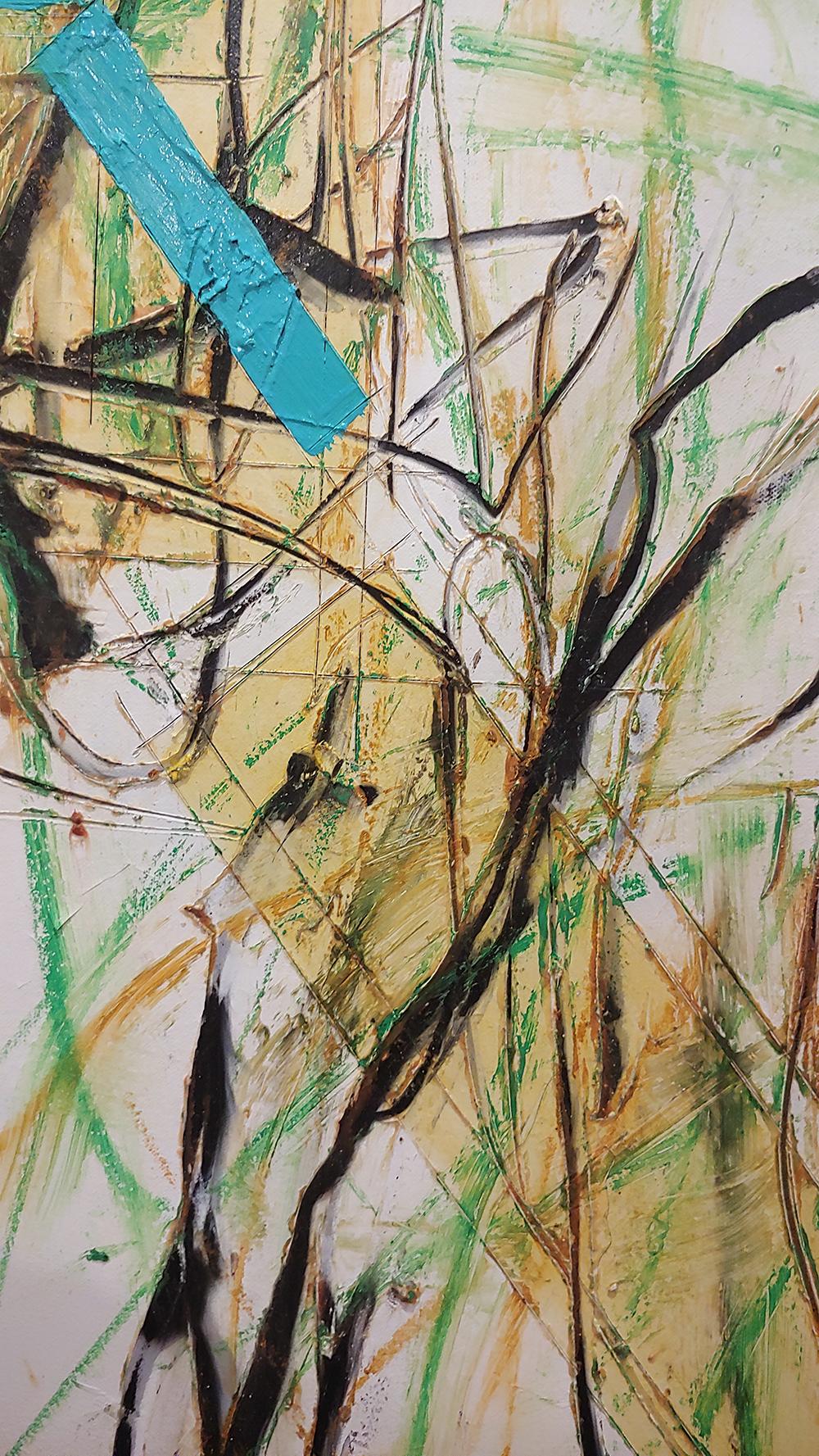 Senza titolo Figura gialla olio, cera, smalto acrilico - Abstract Painting Beige di Louisa Chase