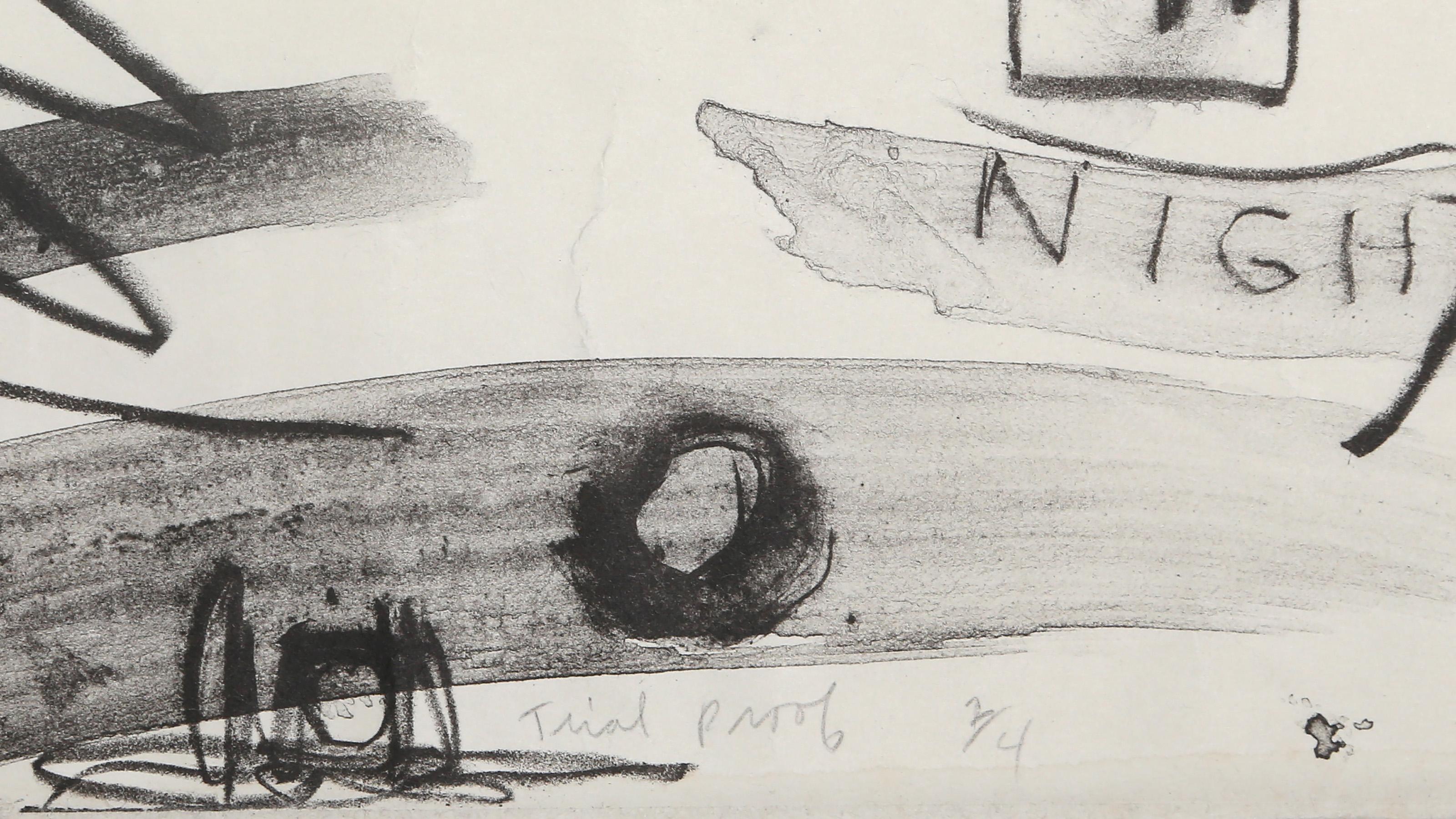 Noche, litografía expresionista abstracta con collage de Louisa Chase en venta 2