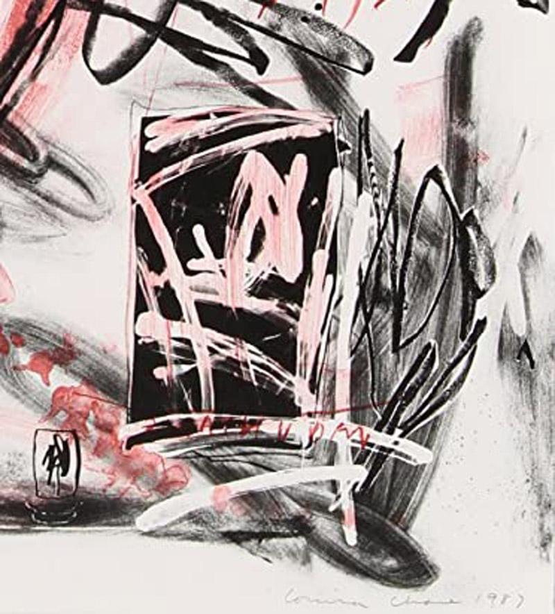 Red Mountain - Beige Abstract Print by Louisa Chase
