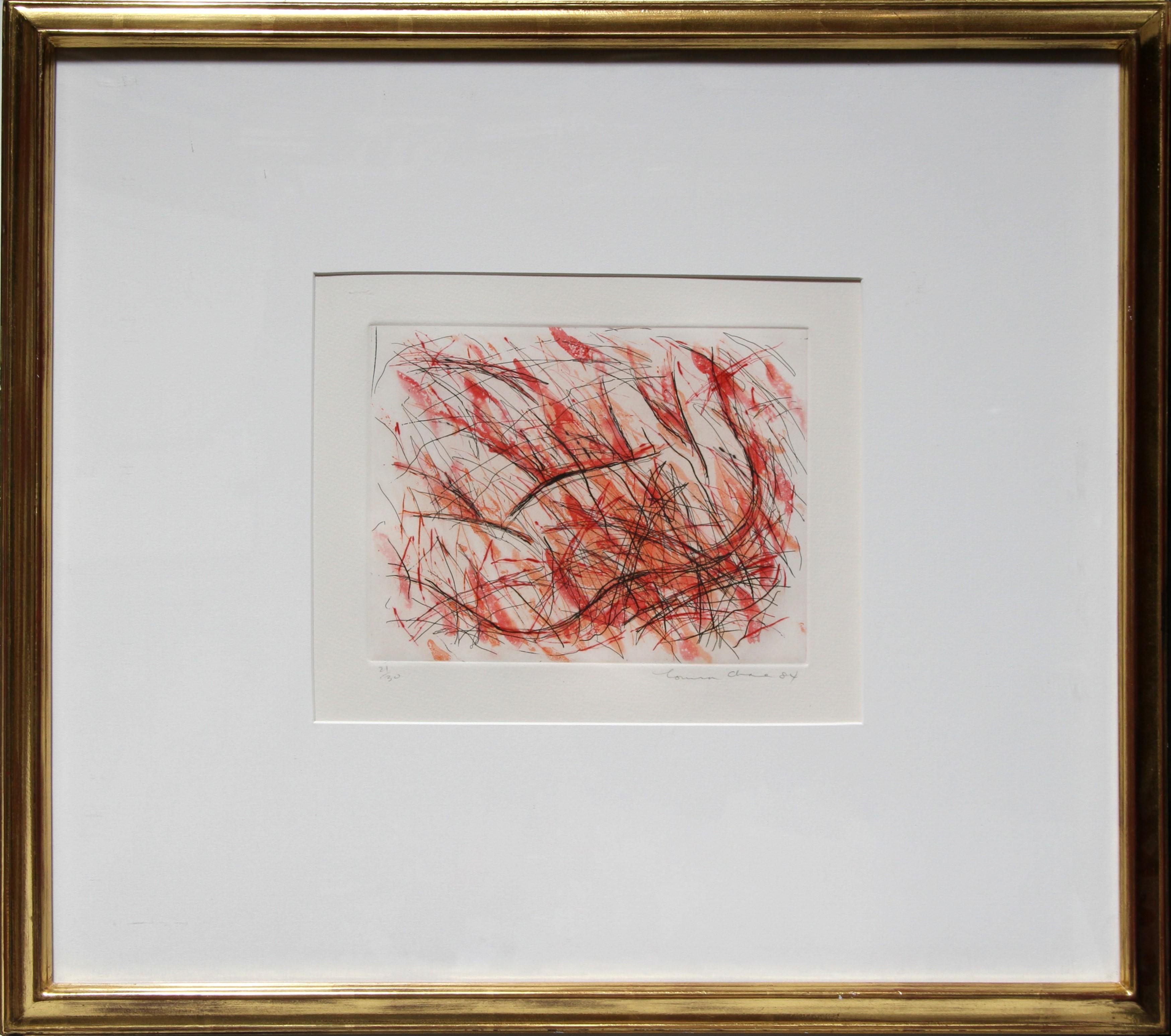 Artist: Louisa Chase, American (1951 - 2016)
Title: St. Joan Variant II (Fire)
Year: 1984
Medium: Aquatint Etching, signed and numbered
Edition: 30
Image Size: 9.5 x 7.5 in. (24.13 x 19.05 cm)
Frame Size: 23 x 26 inches