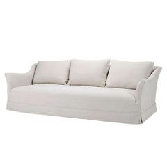 Louisa Curved Sofa in Belgian Linen, Handcrafted in Belgium, Custom Sizes