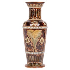 Louisa E Edwards Doulton Lambeth Aesthetic Movement Floral Vase
