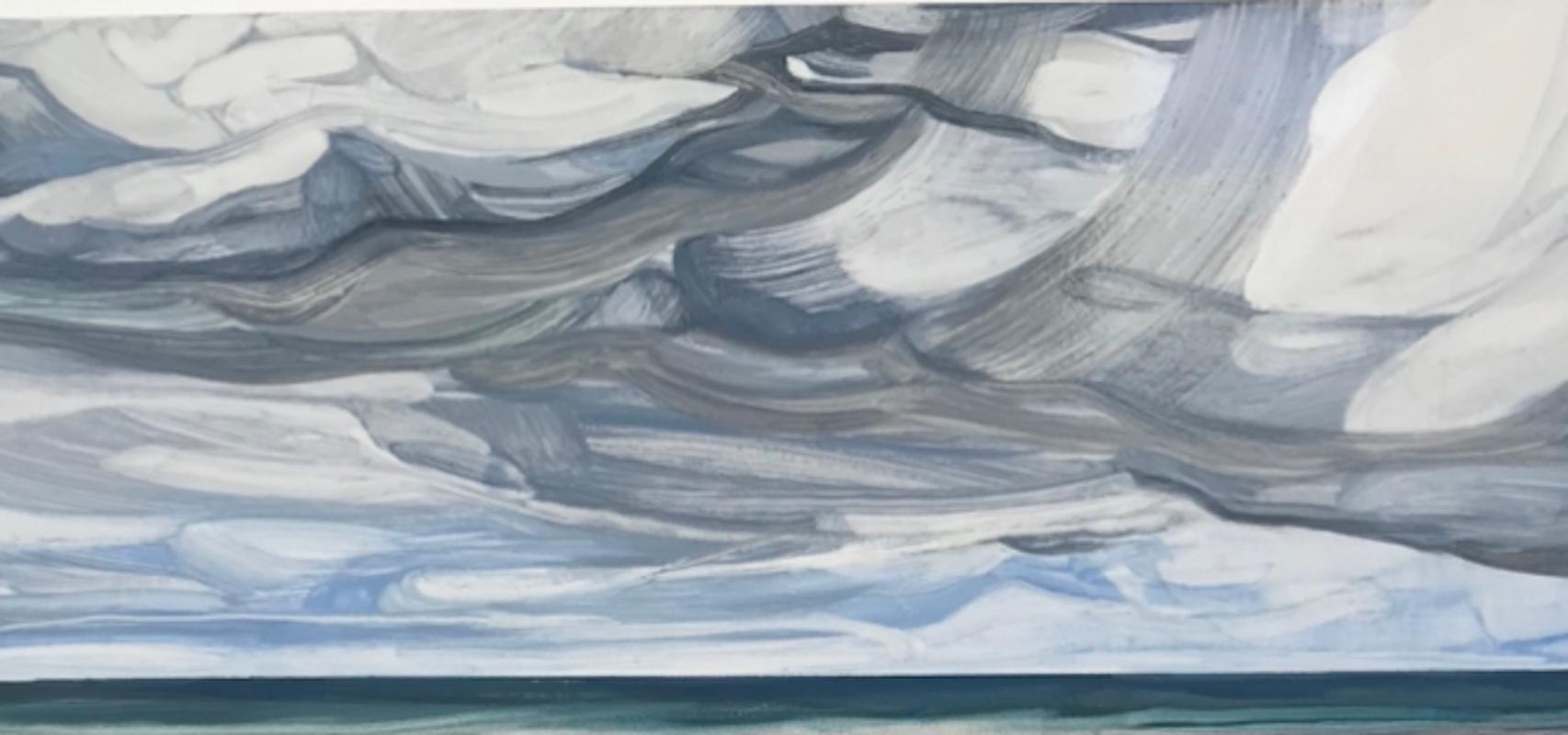 No Taller Than Tomorrow's Oceans, Englische Landschaftsmalerei aus Norfolk (Grau), Landscape Painting, von Louisa Longstaff-Scales
