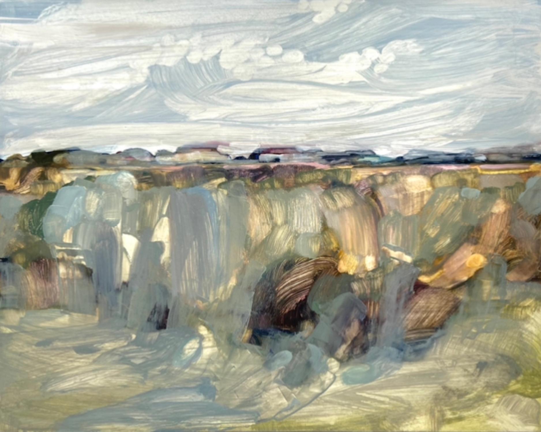 Peinture de paysage du Norfolk Were Starlings, art impressionniste abstrait