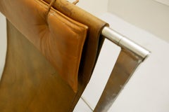 "Louisa" Lounge Chair Leather and Chrome by Marcello Cuneo, Italy, 1970s