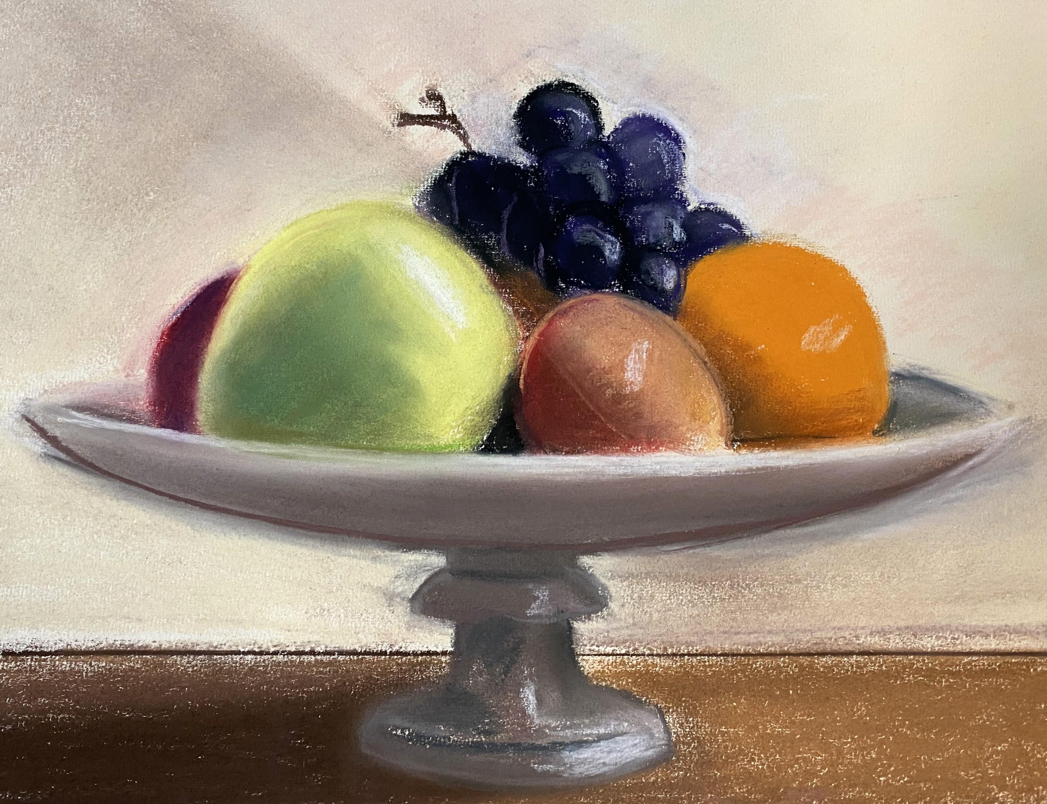 Bowl of Fruit - American Impressionist Painting by Louisa Matthiasdottir