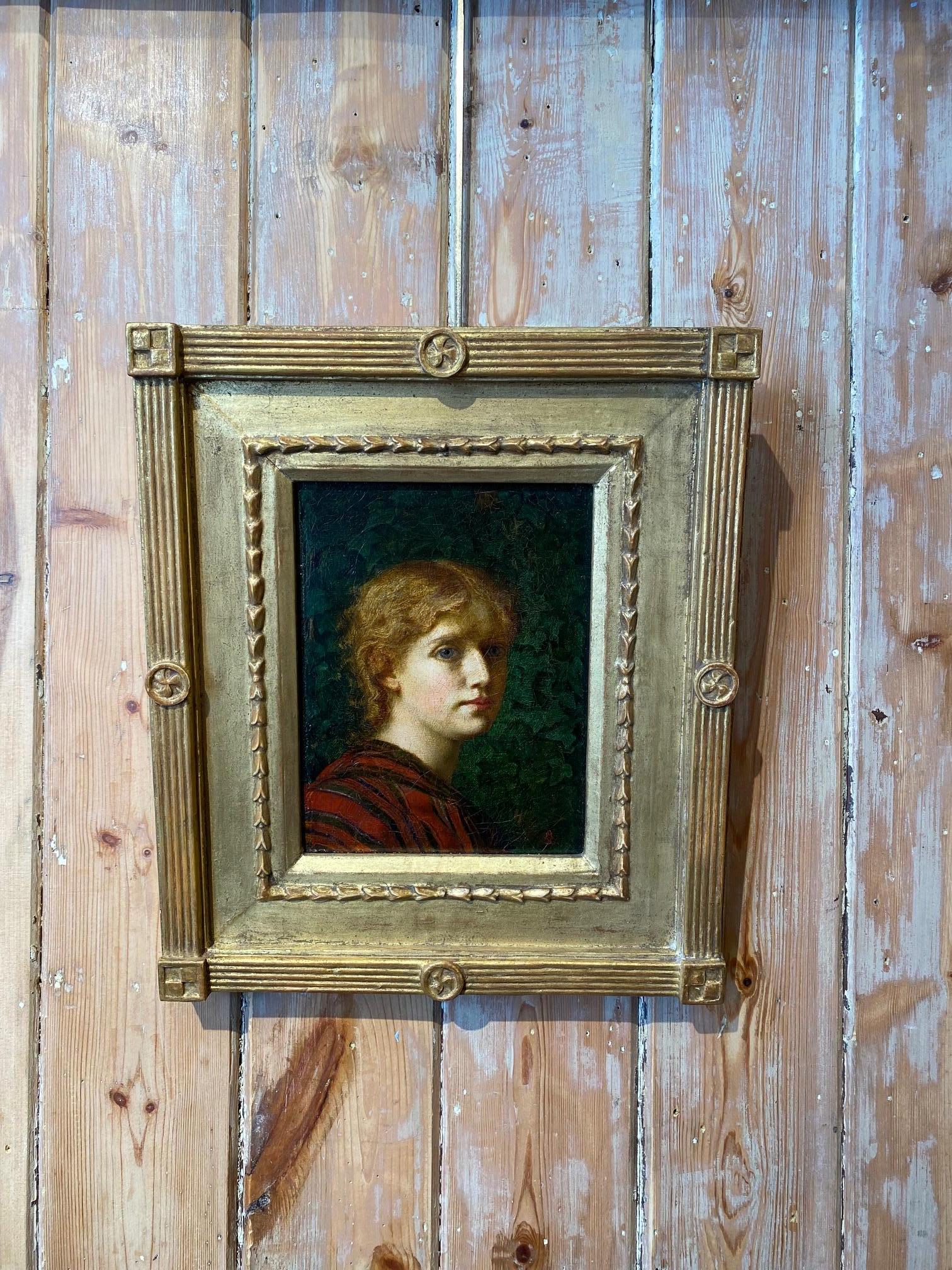 Porträt einer jungen Frau, präraffaelitisches Ölgemälde auf Leinwand, 19. Jahrhundert – Painting von Louisa Starr