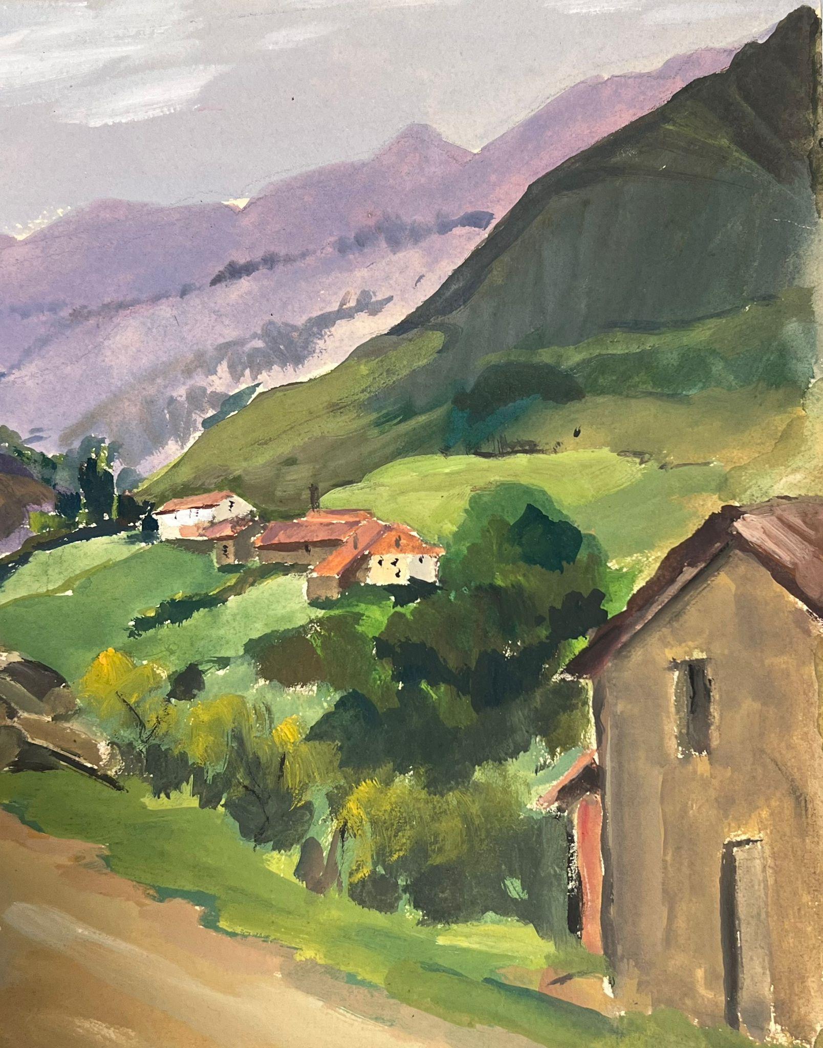 Französische Landhäuser aus den 1930er Jahren entlang der Landstraße, die zu den Purple Mountains führt (Impressionismus), Painting, von Louise Alix