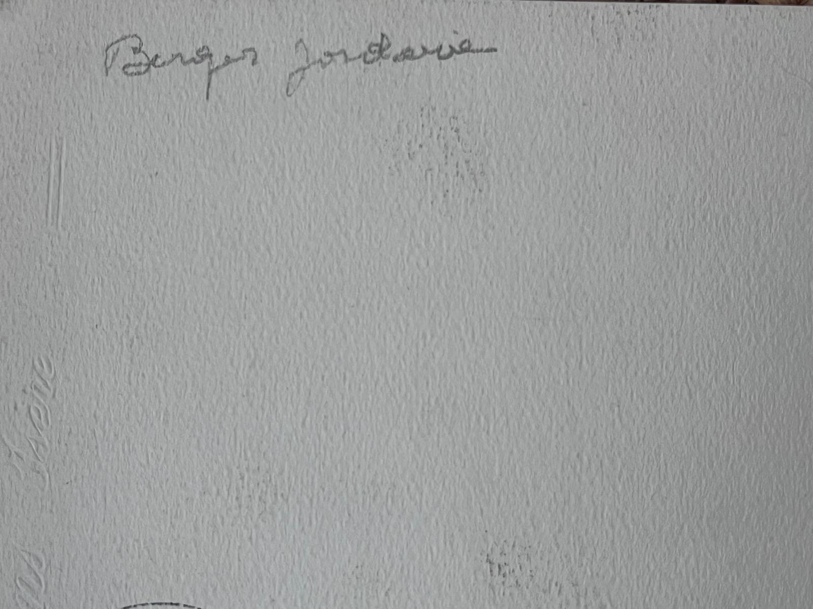 Vintage Französisch Gouache-Gemälde
von Louise Alix (Französisch, 1888-1980) *siehe Anmerkungen unten
Provenienzstempel auf der Rückseite 
Gouache-Malerei auf Künstlerpapier, ungerahmt
Maße: 6,25 Zoll hoch und 9 Zoll breit
Zustand: insgesamt sehr
