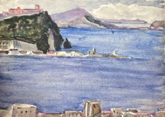 1930's French Impressionist Blue Sea Coastal Landscape