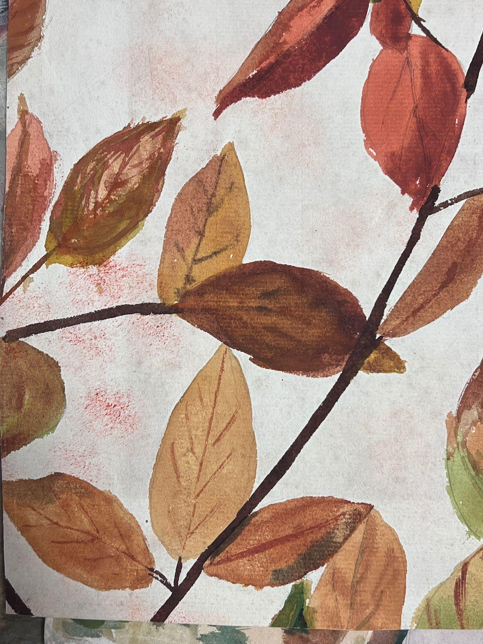 Autumnal Leafs
by Louise Alix, French 1950's Impressionist 
watercolour on artist paper, unframed
painting: 13 x 10.75 inches
provenance: from a large private collection of this artists work in Northern France
condition: original, good and sound