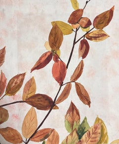 1930er Jahre Französisch Impressionist Brown und Orange Herbst Blatt Aquarell
