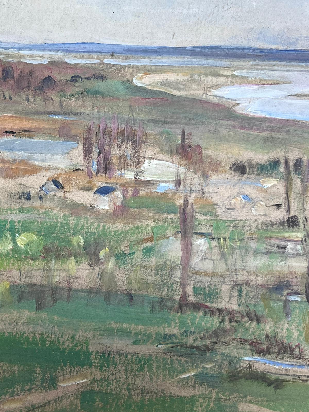 Französischer Impressionist der 1930er Jahre Düstere Küstenlandschaft am Meer – Painting von Louise Alix