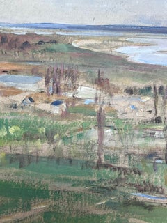 1930's French Impressionist Gloomy Sea Coast Landscape