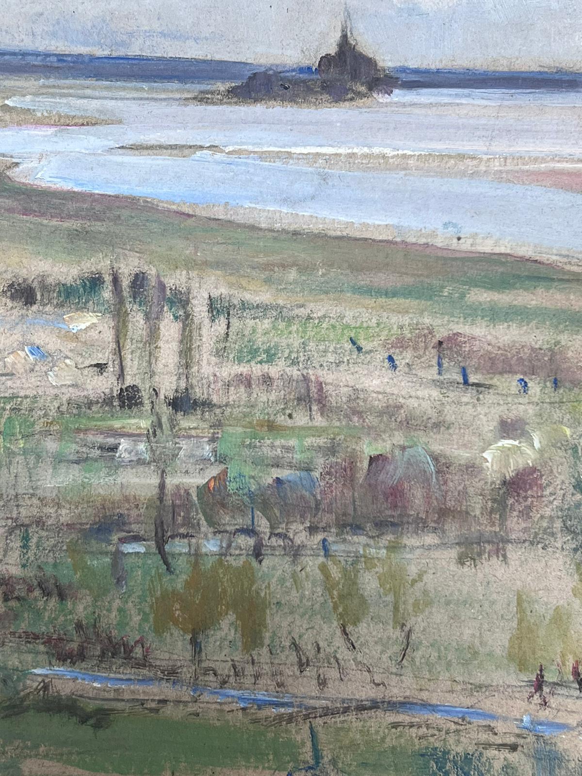 French Landscape
by Louise Alix (French, 1888-1980) *see notes below
provenance stamp to the back 
gouache painting on board, unframed
measures: 8.25  high by 7.25 inches wide
condition: overall very good and sound, a few scuffs and marks to the
