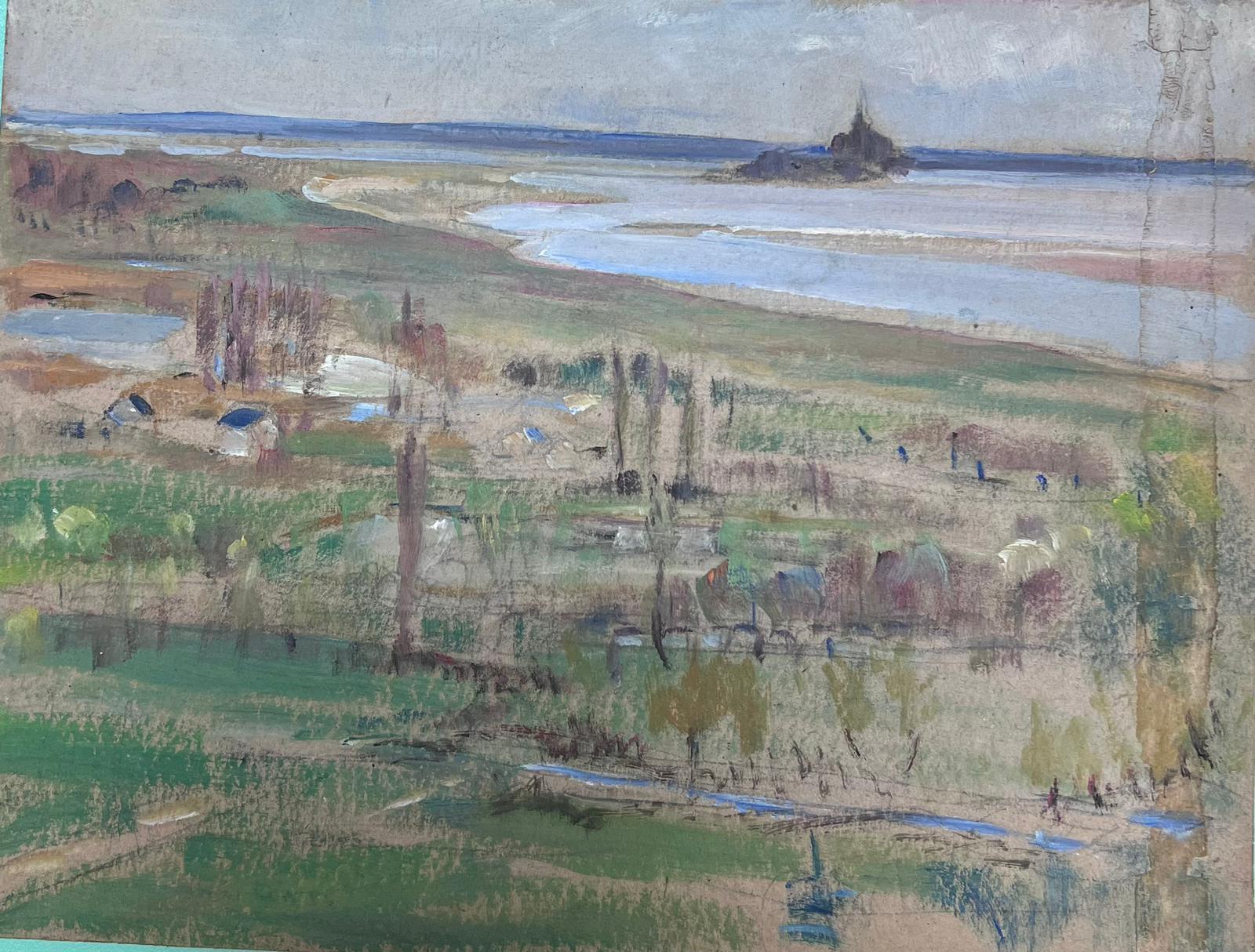 Louise Alix Landscape Painting - 1930's French Impressionist Gloomy Sea Coast Landscape