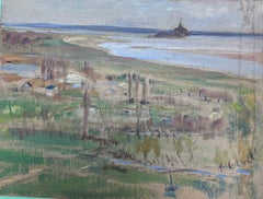 1930's French Impressionist Gloomy Sea Coast Landscape