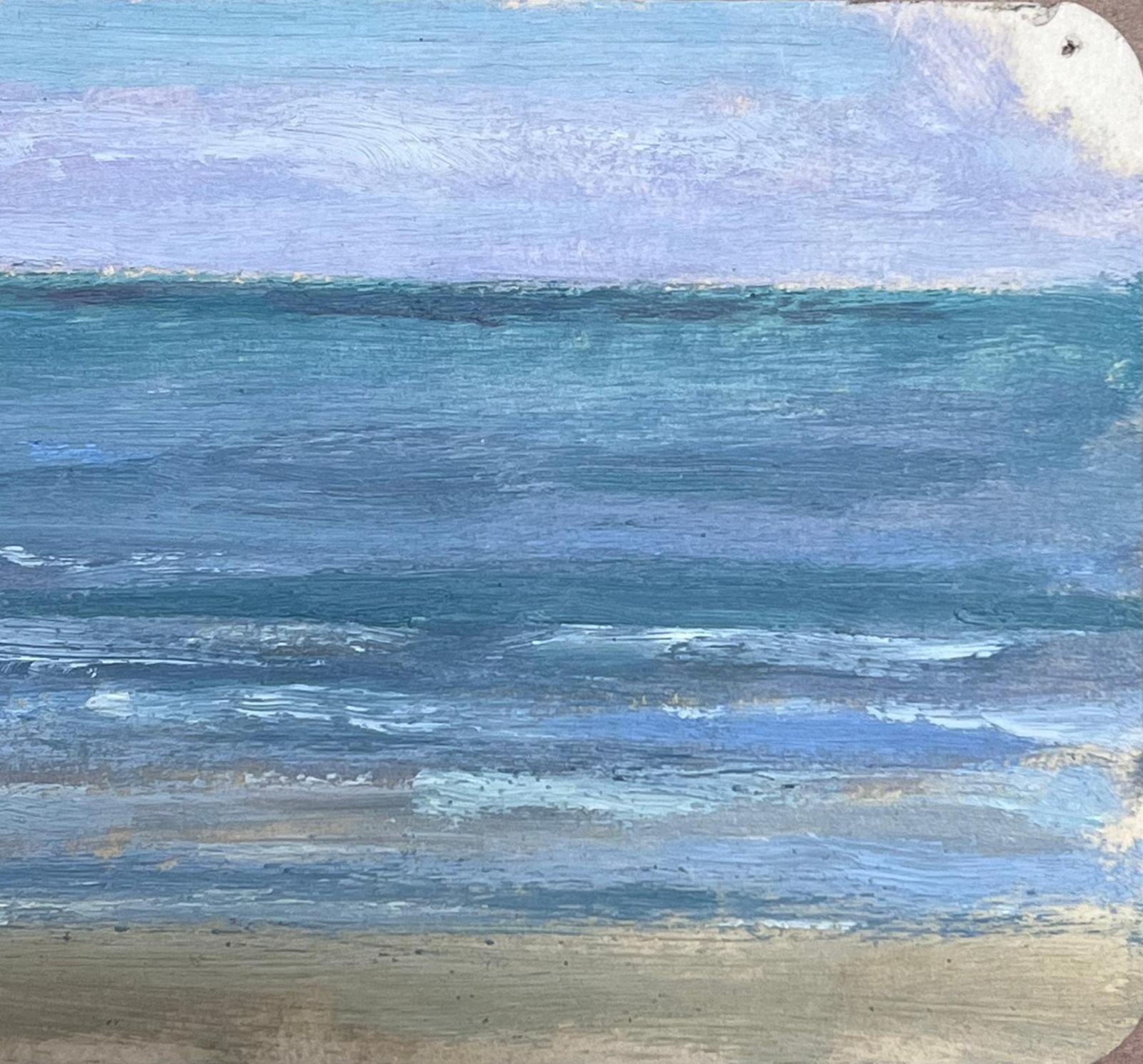 Paisaje marino azul al gouache impresionista francés de 1930 - Painting de Louise Alix