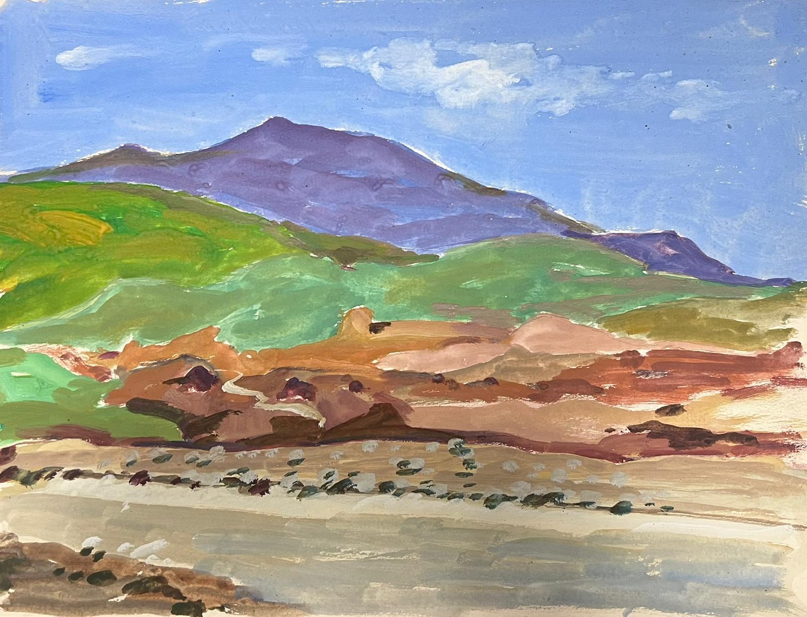 Louise Alix Landscape Painting - 1930's French Impressionist Gouache Colourful Mountain Landscape