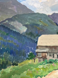 1930's French Impressionist Gouache Huts In Summer Mountains