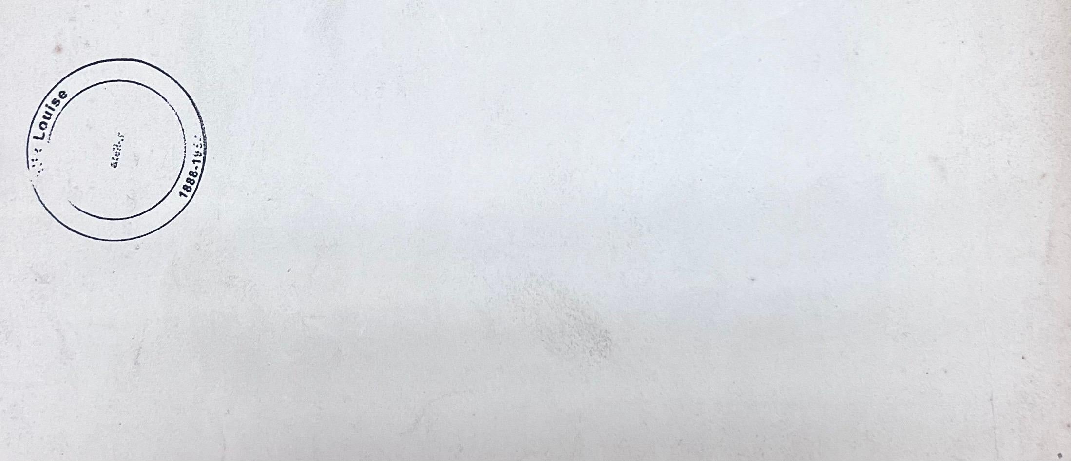 Französische Landschaft
signiert von Louise Alix (Französisch, 1888-1980) *siehe Anmerkungen unten
Provenienzstempel auf der Rückseite 
Aquarell auf Künstlerpapier, ungerahmt
Maße: 5,25 hoch und 10,75 Zoll breit
Zustand: insgesamt sehr gut und