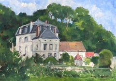 1930
s French Impressionist Oil Large Estate House In The Woodland