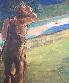 1930's Französisch Impressionist Öl mythologischen Figuren durch die River Bank