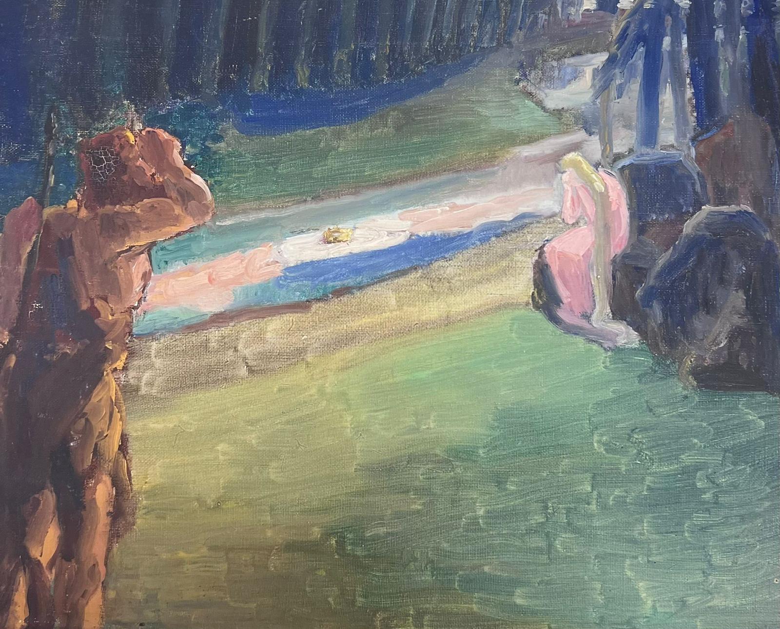 1930's French Impressionist Oil Mythological Figures By The River Bank For Sale 2