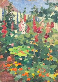 1930's French Impressionist Oil Summer Flower Garden full of Color