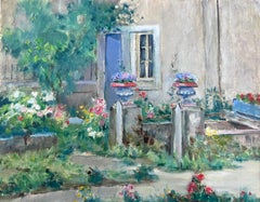 1930's French Impressionist Oil The Chateau Flower Garden