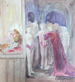 Französischer Impressionist der 1930er Jahre Bestrafte Figuren in der Schlange vor den Tigern