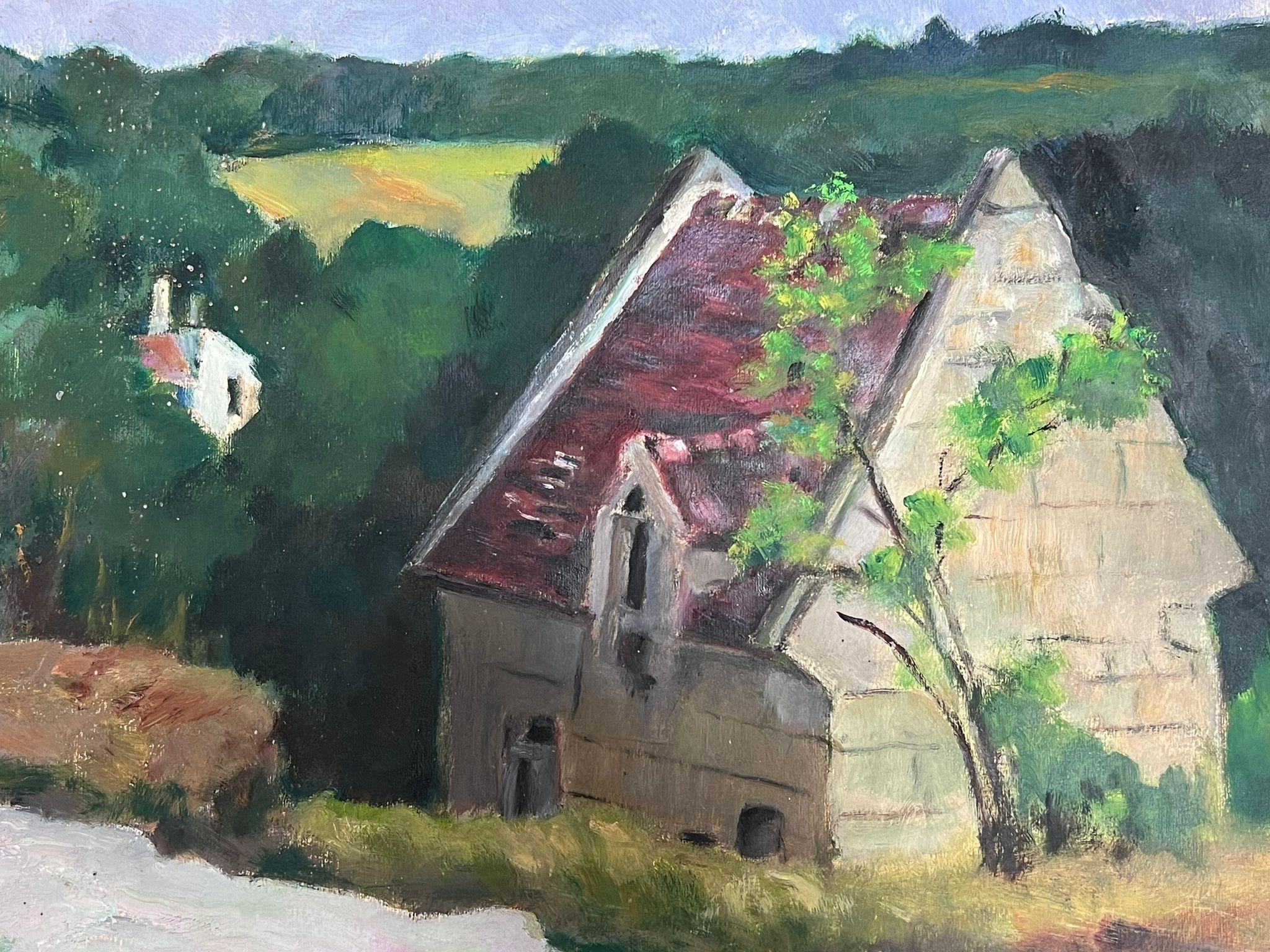 House In Forest
by Louise Alix, French 1950's Impressionist 
oil on artist paper, unframed
painting: 13 x 16 inches
provenance: from a large private collection of this artists work in Northern France
condition: original, good and sound condition