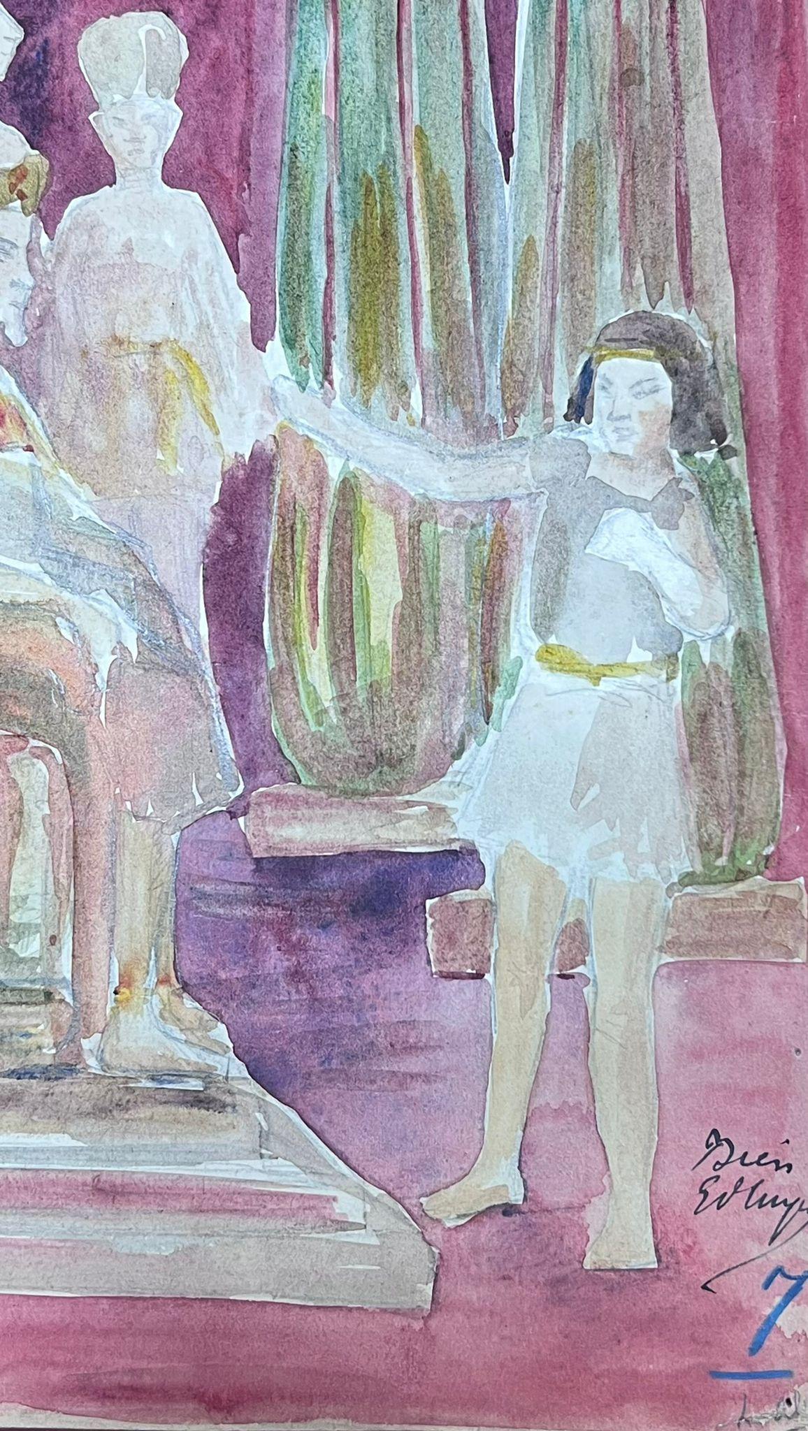 1930's French Impressionist Diener verbeugt sich vor Pharao – Painting von Louise Alix