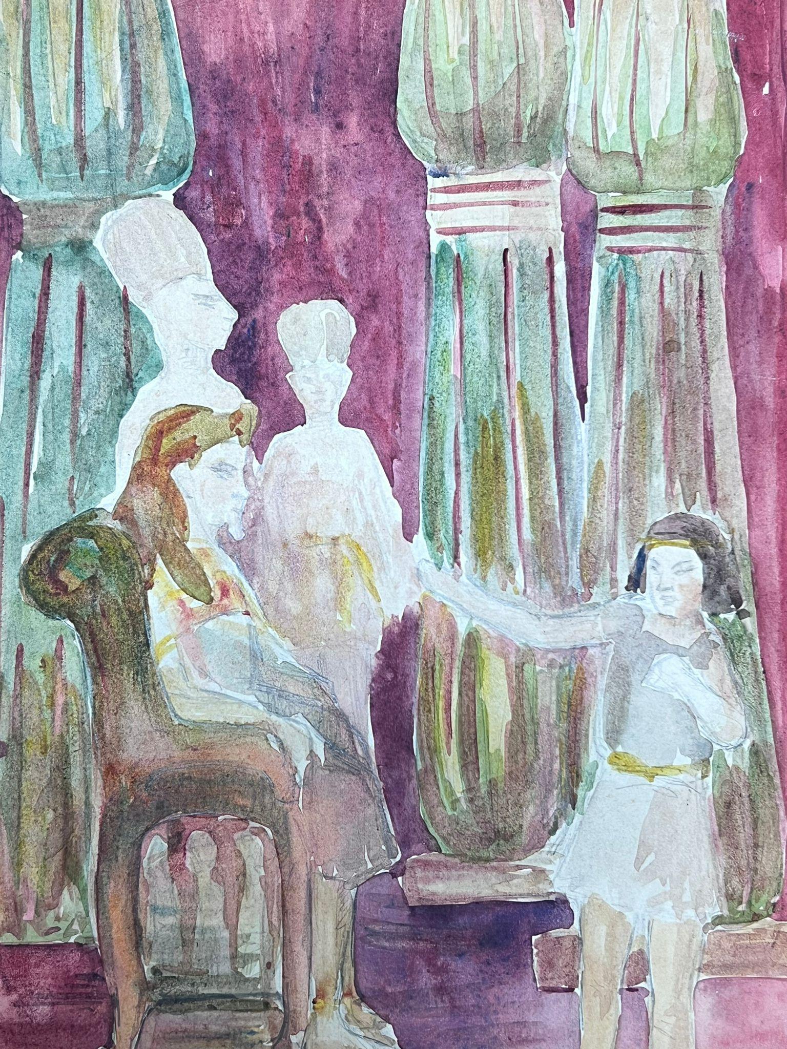 1930's French Impressionist Diener verbeugt sich vor Pharao (Grau), Figurative Painting, von Louise Alix