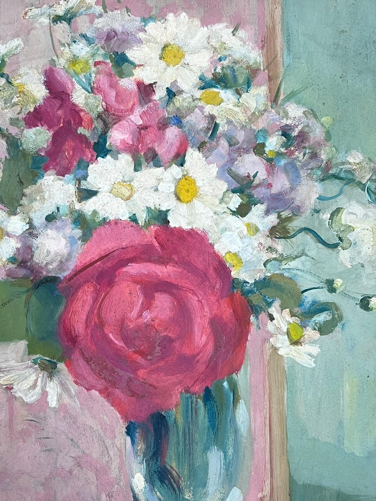 Pintura francesa vintage 
firmado por Louise Alix (francesa, 1888-1980) *ver notas más abajo
sello de procedencia en el reverso 
óleo sobre tabla, sin enmarcar
medidas 14 de alto por 10,75 pulgadas de ancho
Estado: en general, muy bueno y en buen