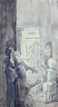 1930's French Impressionist Stone Figures Chatting In Cave