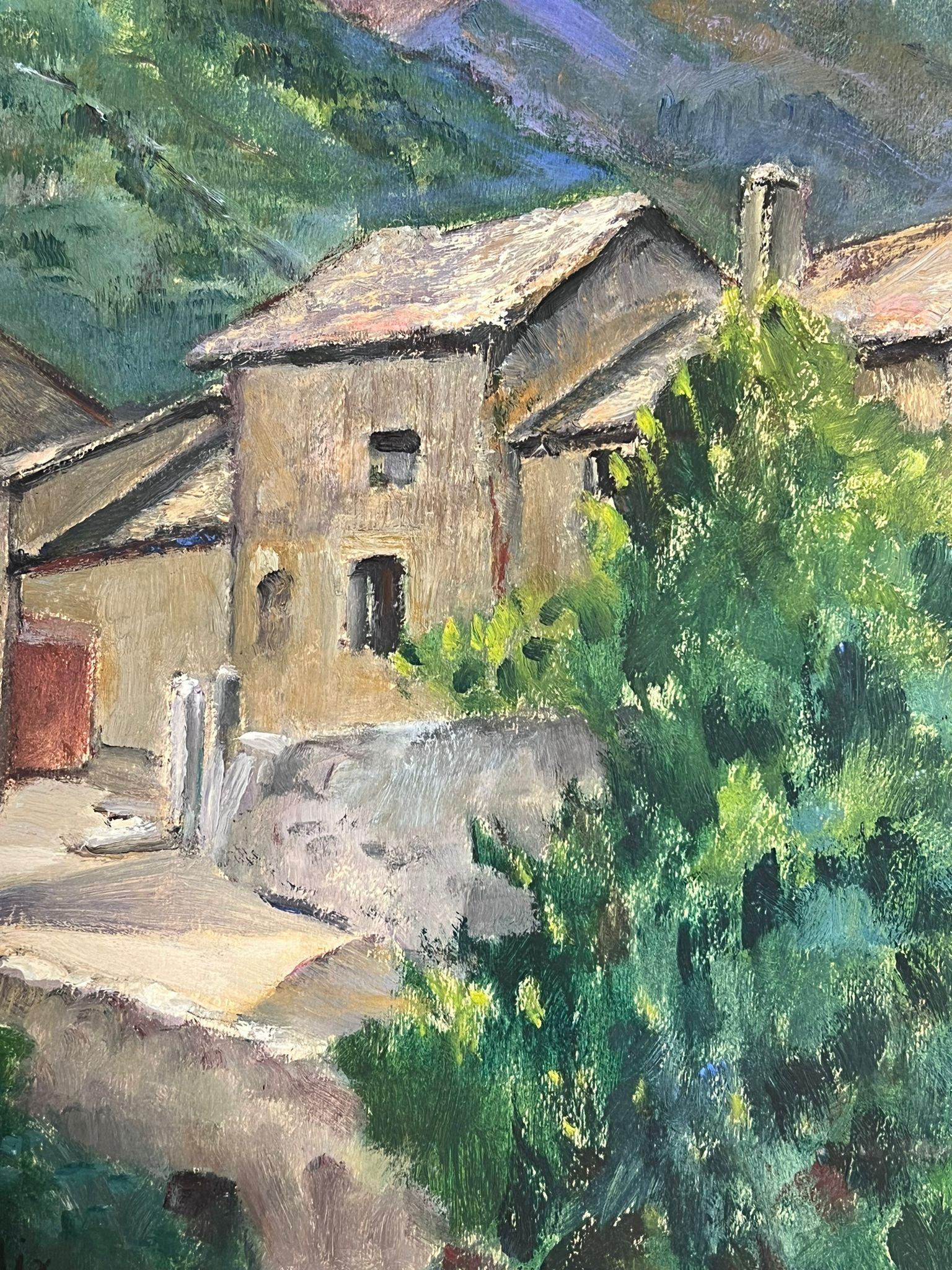 1930's French Impressionist Stone Houses In Purple Green Mountains  For Sale 2