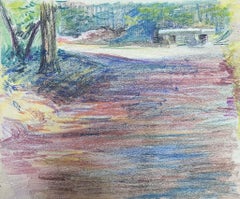 1930's French Impressionist Summer Day Woodland Pastel Landscape