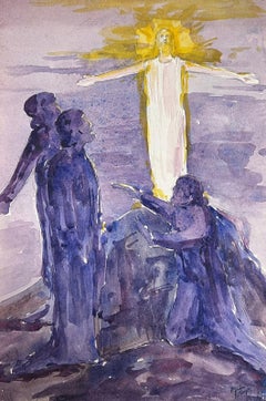 1930's French Impressionist The Crucifixion Watercolour 