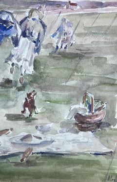 1930's French Impressionist The Rain In A Summers Day Picnic