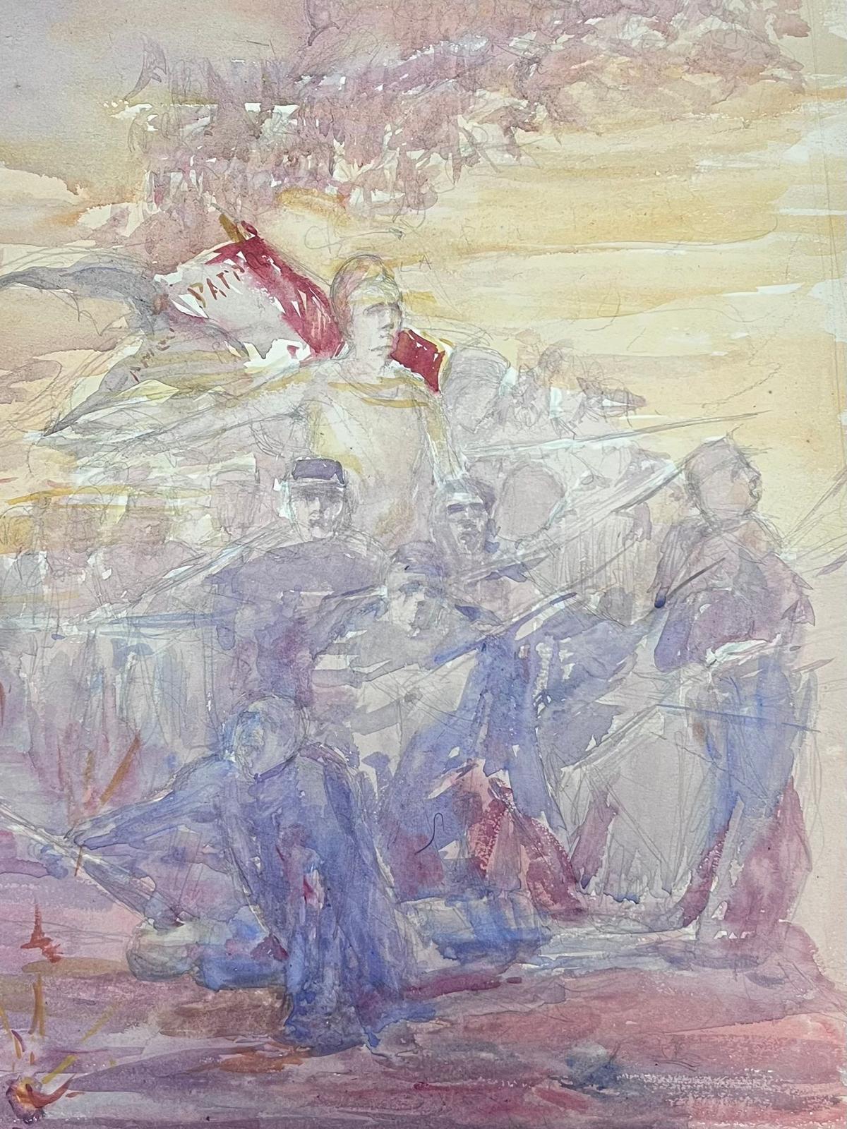 1930's French Impressionist Tribe of Figures Storming Through The Desert For Sale 1
