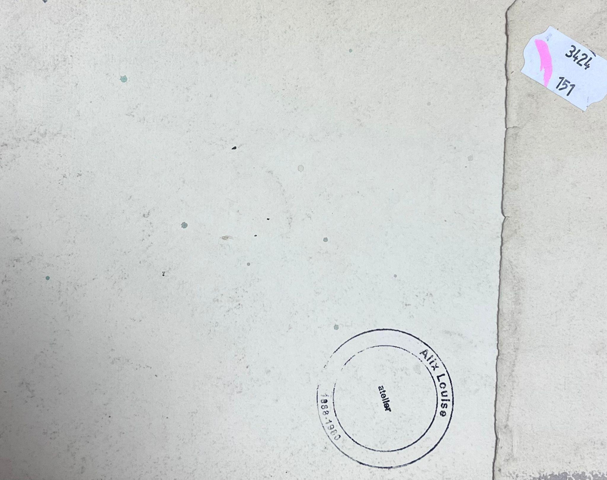 Dächer der Dörfer
von Louise Alix, französische Impressionistin der 1950er Jahre 
Aquarell auf Künstlerpapier, ungerahmt
Gemälde: 7 x 8,75 Zoll
Provenienz: aus einer großen Privatsammlung dieses Künstlers in Nordfrankreich
Zustand: originaler, guter