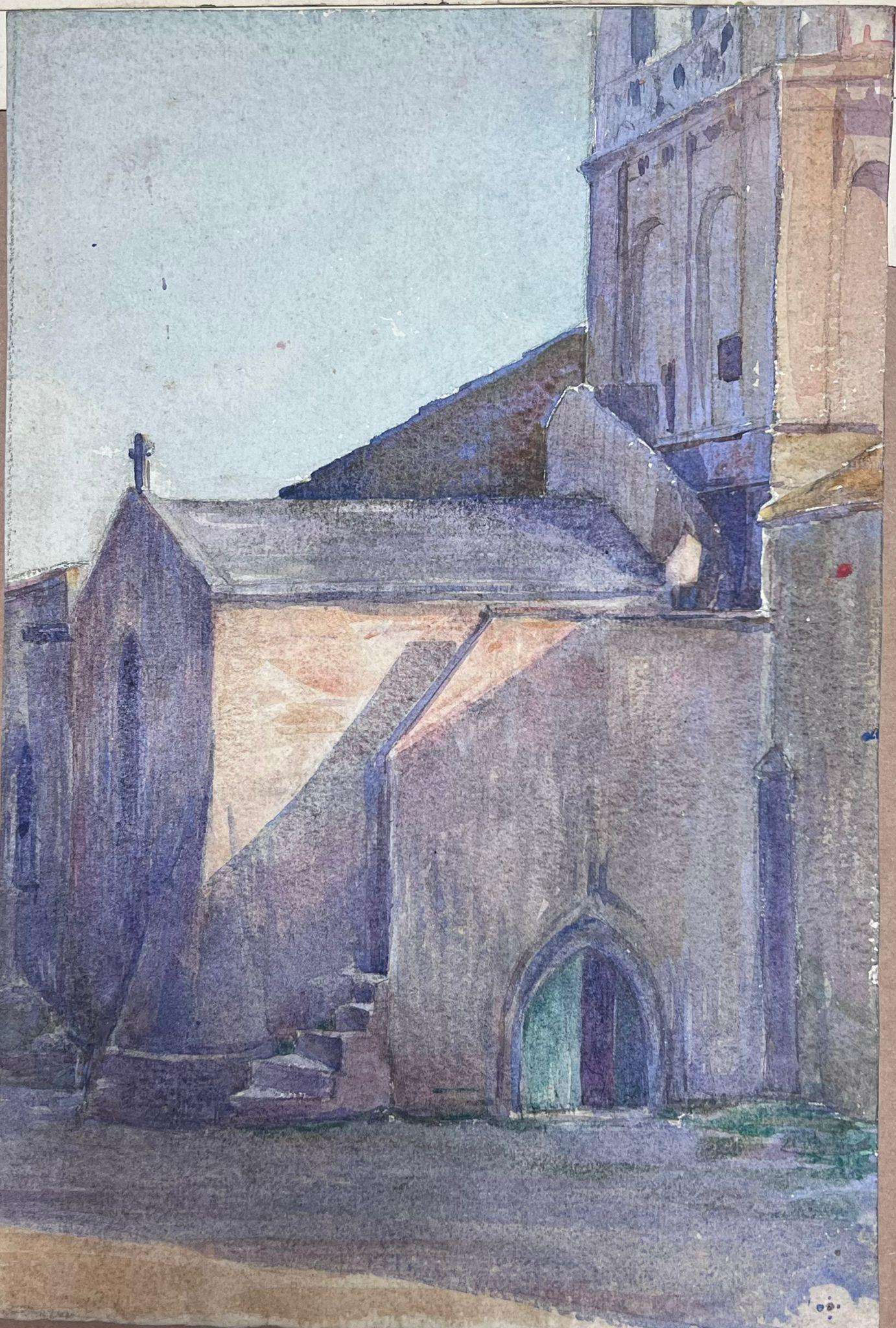 French Landscape 
by Louise Alix (French, 1888-1980) *see notes below
provenance stamp to the back 
watercolour painting on artist paper, unframed
measures: 12 high by 8 inches wide
condition: overall very good and sound, a few scuffs and marks to